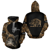 Maxcorners Wild Boar Hunting Camouflage Custom Name 3D All Over Print Shirts, Personalized Hunting Gifts LM0409