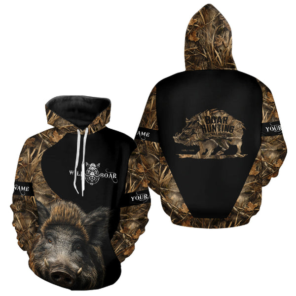 Maxcorners Wild Boar Hunting Camouflage Custom Name 3D All Over Print Shirts, Personalized Hunting Gifts LM0409