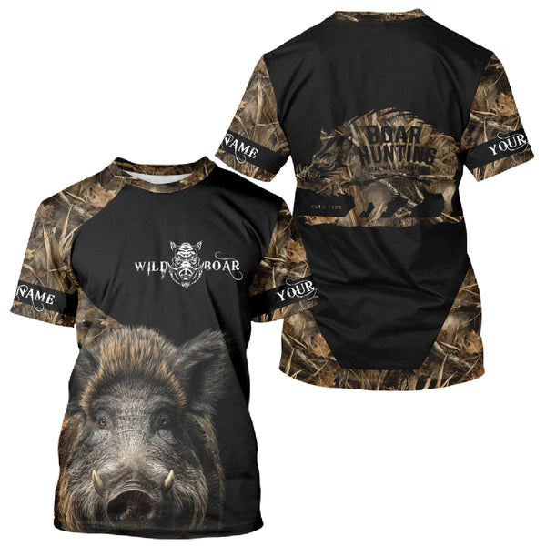 Maxcorners Wild Boar Hunting Camouflage Custom Name 3D All Over Print Shirts, Personalized Hunting Gifts LM0409