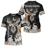 Maxcorners Snowfall Deer Hunting Hoodie, Longsleeves Shirt – Winter Camo Custom Name for Big Game Hunters LM2608