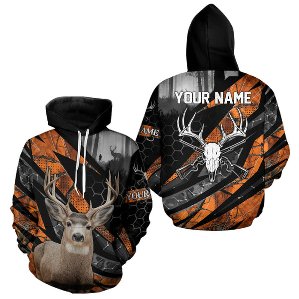 Maxcorners Personalized Orange Camo Deer Hunting Shirts for Men - Custom Name, Deer Hunting Gifts LM2608
