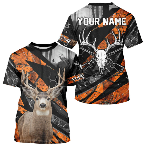 Maxcorners Personalized Orange Camo Deer Hunting Shirts for Men - Custom Name, Deer Hunting Gifts LM2608