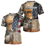 Maxcorners American Flag Camouflage Red Deer Hunting Shirts – Custom Name Hunting Clothes for Men LM2608