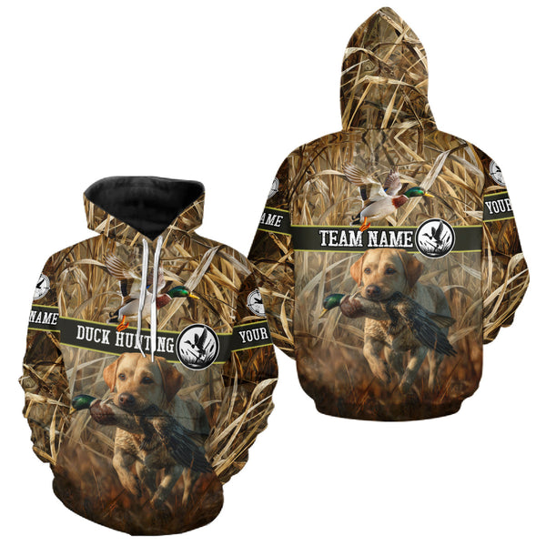 Maxcorners Duck Hunting Camo Shirt with Labrador Retriever – Waterfowl Hunting Clothes, Gifts for Hunters LM2608