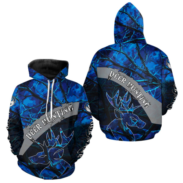 Maxcorners Best Deer Hunting Blue Camo Custom Name 3D Printing Shirts, Hunting Gifts for Men LM2608