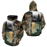 Maxcorners Personalized Forest Camo Deer Hunting 3D All Over Printed Custom Name Shirts Hunting Gifts LM2608