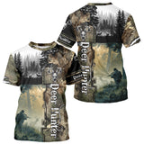 Maxcorners Personalized Forest Camo Deer Hunting 3D All Over Printed Custom Name Shirts Hunting Gifts LM2608