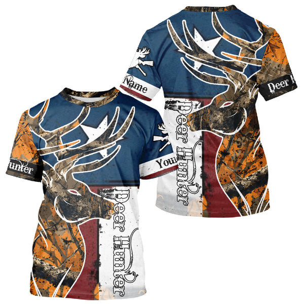 Maxcorners Deer Hunting Orange Camouflage Shirts with TX Flag, Personalized Hunting Shirt, Hunting Gifts LM0409