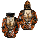 Maxcorners Deer Hunting Shirt Personalized 3D All Over Print Orange Camo Leather Pattern Hunting Clothes LM0409