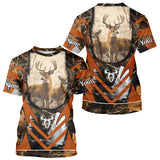 Maxcorners Deer Hunting Shirt Personalized 3D All Over Print Orange Camo Leather Pattern Hunting Clothes LM0409