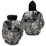 Maxcorners Whitetail Deer Hunting Winter Camouflage 3D Custom Name Shirts, Custom Deer Hunting Winter LM1610