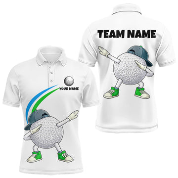 Maxcorners White Funny Golf Ball Custom Team Polo Shirt, Personalized Mens Golf Polo Shirt, Golf Lovers Gift LM1104
