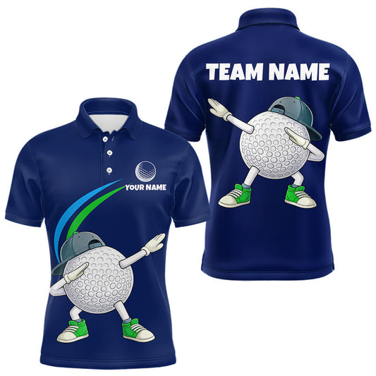 Maxcorners Blue Funny Golf Ball Custom Team Polo Shirt, Personalized Mens Golf Polo Shirt, Golf Lovers Gift LM1104
