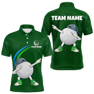 Maxcorners Green Funny Golf Ball Custom Team Polo Shirt, Personalized Mens Golf Polo Shirt, Golf Lovers Gift LM1104