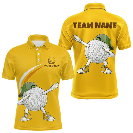Maxcorners Yellow Funny Golf Ball Custom Team Polo Shirt, Personalized Mens Golf Polo Shirt, Golf Lovers Gift LM1104