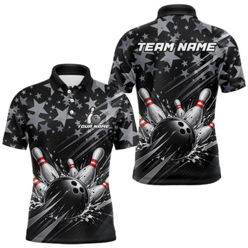 Maxcorners Personalized Mens Bowling Shirt Star Bowling Ball And Pins Team Bowling Jerseys For Men LM1910