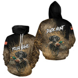 Maxcorners Custom Duck Hunting with Black Labrador Retriever US Flag Camo Shirts, Duck Hunting Clothes for Men LM1809