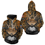 Maxcorners Whitetail Deer Hunting Camouflage Shirts with US Flag, Custom Hunting Shirt for Hunters LM2509