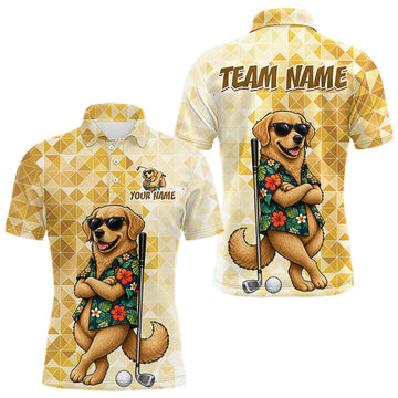 Maxcorners Funny Yellow Labrador Dog Golf Polo Shirt Mens Custom Name Team Golf Shirts, Golf Gifts