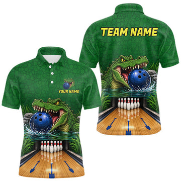 Maxcorners Custom Funny Alligator Bowling Shirts For Men, Bowling Uniform Bowling Team Jerseys
