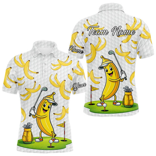 Maxcorners Funny Banana Pattern Golf Men's Polo Shirt, Team Golf Clothes, Golf Gifts