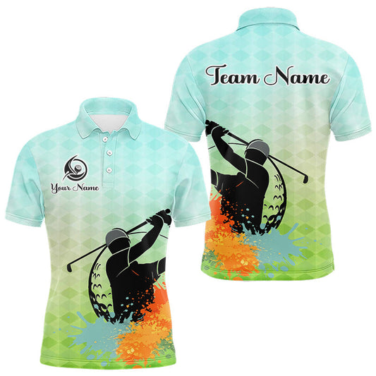 Maxcorners Mens Golf Polo Shirt Colorful Argyle Pattern Custom Name And Team Name Golf Shirt, Golfing Gifts