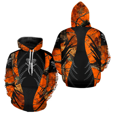 Maxcorners Personalized Deer Hunting Orange Camo 3D Printed Shirts, Hunting Gift Ideas for Hunter LM2110