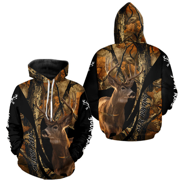 Maxcorners Whitetail Deer Hunting Shirt Custom Name Fall Camo, Season Deer Hunting Clothes For Men LM3010