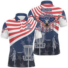 Maxcorners American Flag Mens Disc Golf Polo Shirts Patriotic Us Eagle Custom Disc Golf Shirts For Men MT0510