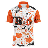 Maxcorners Golf Boo Halloween Pattern Orange Customized Name 3D Polo Shirt Unisex