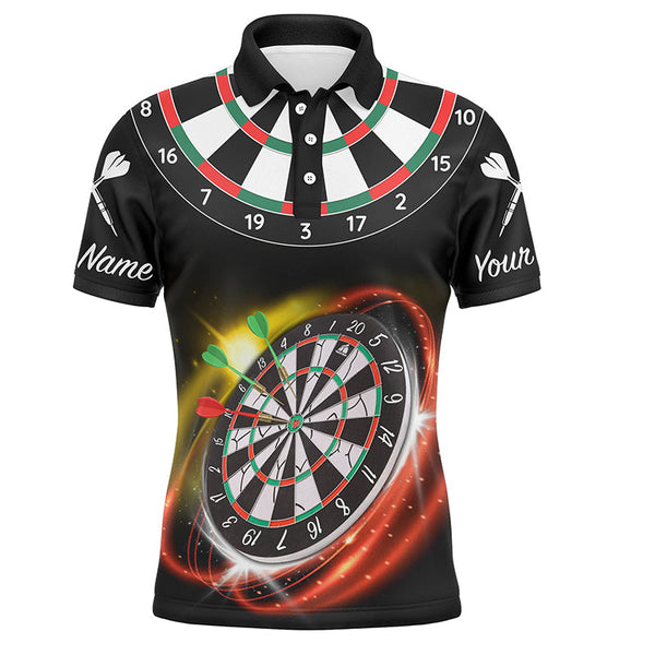 Maxcorners Personalized Red Black Mens Darts Polo Shirt Custom Name Cool Darts Jersey