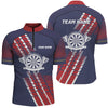 Maxcorners Personalized Navy Blue Red Geometric Pattern Darts Polo Shirts Darts Jersey