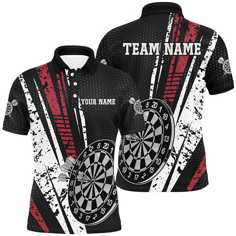 Max Corners Retro Geometric Customized Name 3D Darts Polo Shirt For Men