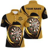 Max Corners Yellow Black Light Cool Customized Name 3D Darts Polo Shirt For Men