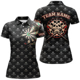 Maxcorners Personalized Darts Skull Crossed Pattern Polo Shirts Scary Darts Jersey