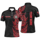 Max Corners Red Tribal Dart Black Customized Name 3D Darts Polo Shirt For Men