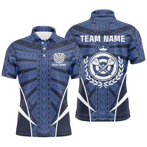 Max Corners Blue Tribal Cool Sporty Customized Name 3D Darts Polo Shirt For Men