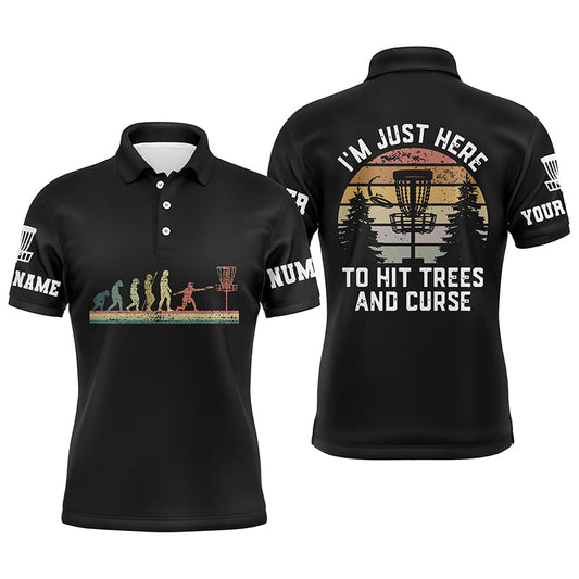 Maxcorners Vintage Disc Golf Evolution All Over Print Mens Polo Shirts Custom Disc Golf Shirts For Men MT0510