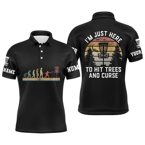 Maxcorners Vintage Disc Golf Evolution All Over Print Mens Polo Shirts Custom Disc Golf Shirts For Men MT0510