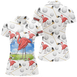 Max Corners Flamingo Golfer Funny Customized Name 3D Golf Polo Shirt For Women