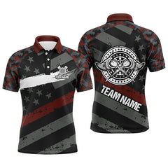 Maxcorners Custom Red Camo Retro American Flag Patriotic Darts Mens Polo Shirt Men Darts Jersey