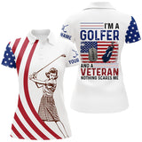 Max Corners Im A Golfer And A Veteran American Flag Customized Name 3D Golf Polo Shirt For Women