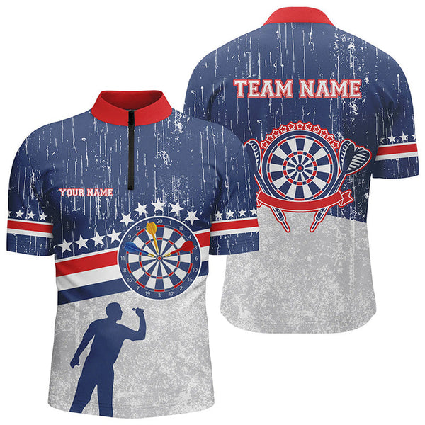 Maxcorners Retro American Flag 2 Darts Personalized Name And Team Name 3D Shirt