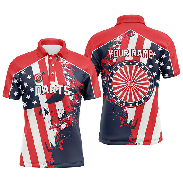 Maxcorners Water Color American Flag Patriotic Darts Polo Shirt