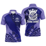 MaxCorners Darts Navy Purple Customized Name 3D Polo Shirt For Men