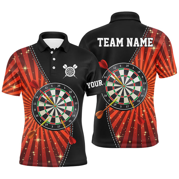 Maxcorners Black Orange Halo Mens Darts Polo Shirt Custom Cool Darts Shirt For Men Dart Jerseys