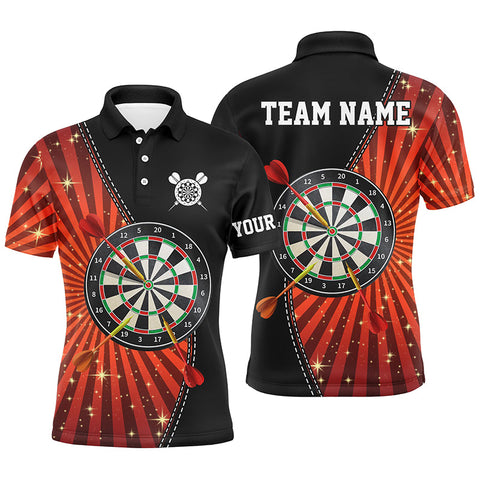 Maxcorners Black Orange Halo Mens Darts Polo Shirt Custom Cool Darts Shirt For Men Dart Jerseys