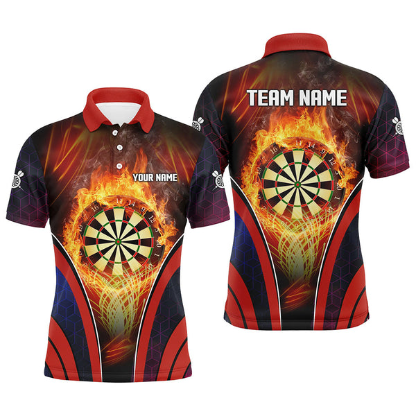 Orange Fire Flame Sports Mens Darts Polo Shirt