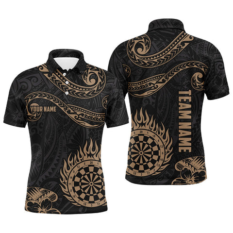 Maxcorners Personalized Bowling polo Shirts for Men Golden Black Tribal team Bowling Jersey, Bowling Gift For Him
