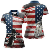 Max Corners Retro American Flag Golf Customized Name 3D Golf Polo Shirt For Women